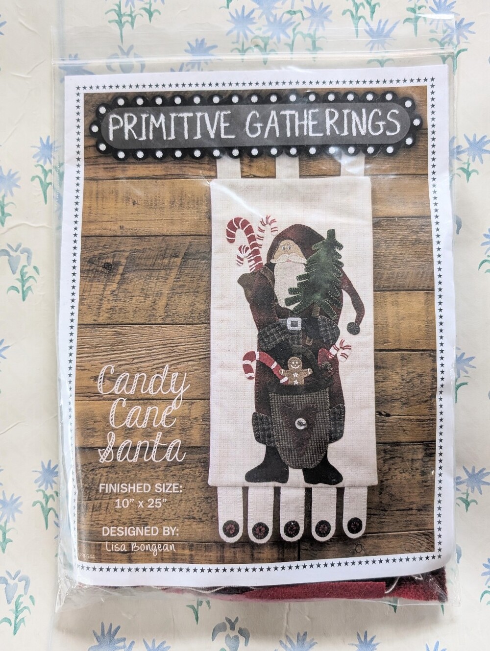 Primitive Gatherings Candy Cane Santa Wool Applique Banner Kit NEW Wall Hanging